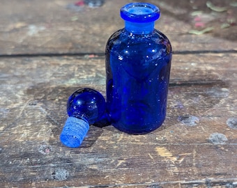 Small Cobalt Elixir Bottle with Glass Top | Witchcraft| Cosplay| LARPing |Potions | Spells