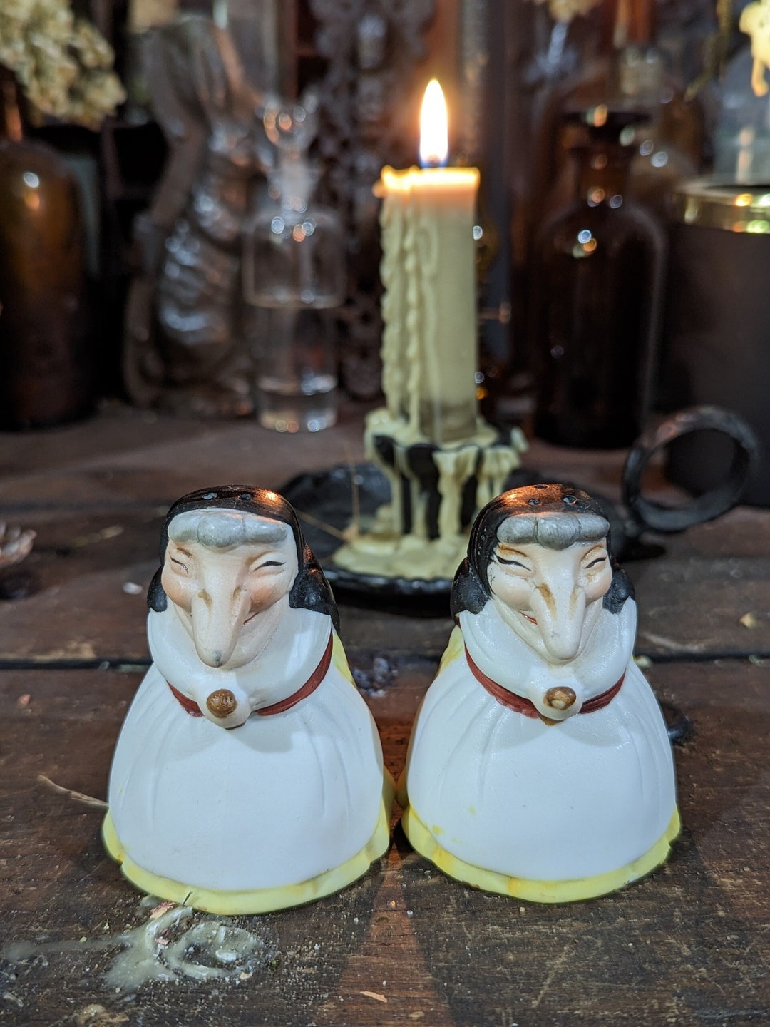 RARE Vintage Kitchen Witch Salt and Pepper Shakers baba Yaga Etsy