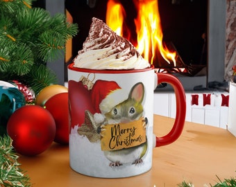 Tazza con topo di Natale - Tazza da caffè di Buon Natale - Regalo segreto di Babbo Natale, Tazza scherzosa - Regalo di Natale stravagante - Tazza da tè di Natale - Regalo per lei