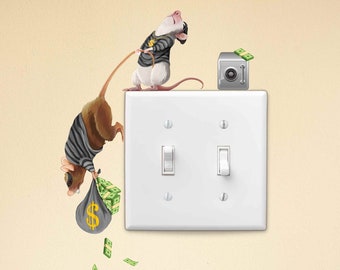 Mouse Burglars Light Switch Decal: Funny Kids Room Wall Sticker