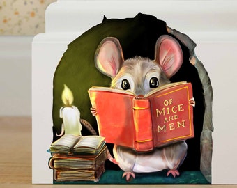 Reading Mouse 3D Wall Sticker: Nursery & Reading Nook Decor