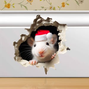Weihnachtsmaus-3D-Wandaufkleber: Festliche Sockelleistendekoration