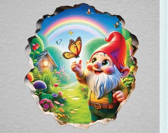 Garden Gnome 3D Wall Sticker: Nursery & Playroom Decor