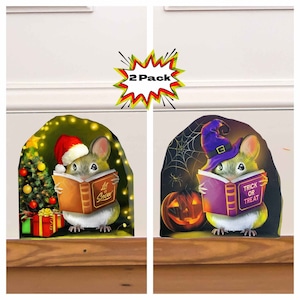 Christmas & Halloween Mice Stickers Bundle - Winter Festive Mice Stickers - Trick or Treat Mouse Decal - Christmas Gift - Halloween Gift