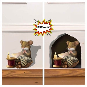 3D Mouse Praying Stickers Pack - Mouse Hole Sticker - Mouse Wall Decal Sticker - Church Mouse Decal - Peel off Stickers - Kids Prayer Art