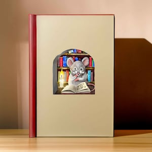 Mouse Reading Book Wall Sticker, Mice Wall Decal, Mouse Reading, Kids Room Decor, Library Wall Art, Mousehole 3D Wall Decal, Kids Room Decal image 7