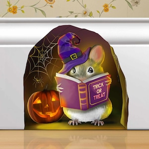 Whimsical 3D Halloween Mousehole Pumpkin Wall Decal Party Decor