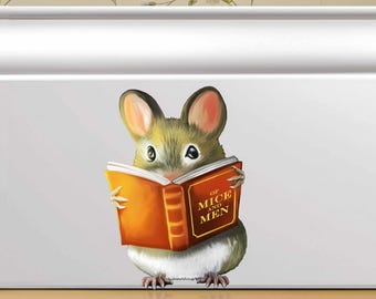 Reading Mouse Wall Sticker: Book Lover & Library Decor