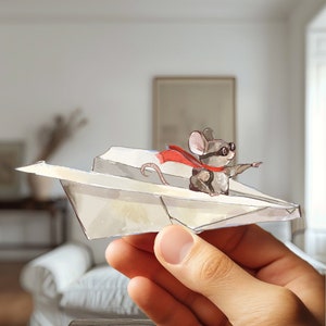 Mouse Flying Paper Plane - Light Switch Sticker - Funny Wall Decoration ...