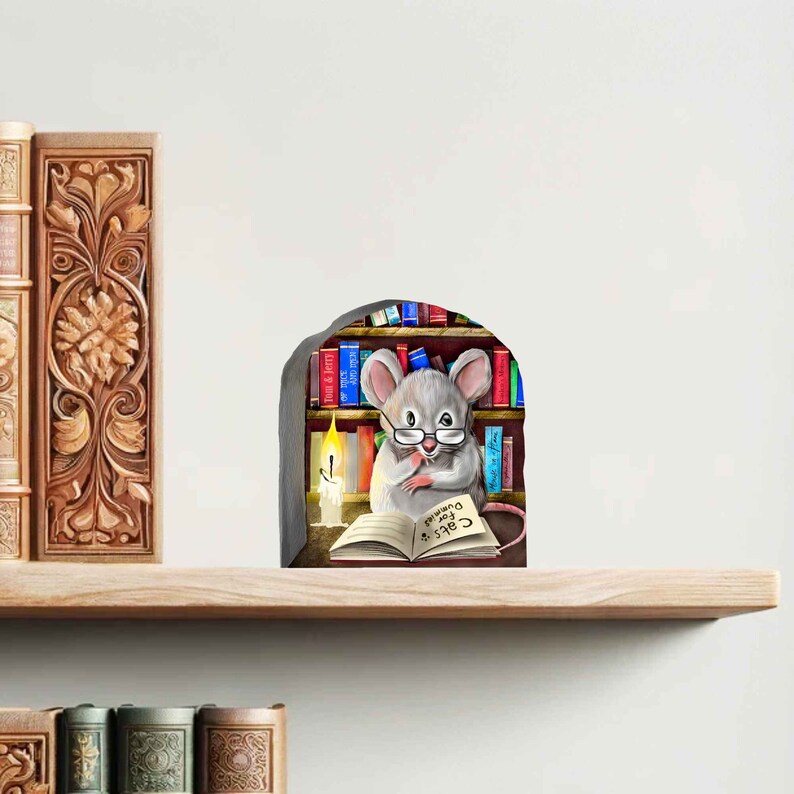 Mouse Reading Book Wall Sticker, Mice Wall Decal, Mouse Reading, Kids Room Decor, Library Wall Art, Mousehole 3D Wall Decal, Kids Room Decal image 6