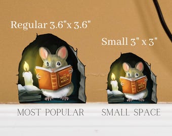 Reading Mouse Wall Sticker: Book Lover & Reading Nook Decor