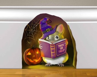 Halloween Mousehole Wall Sticker - Mouse Decal - 3D Wall Decal Sticker - Whimsical Halloween - Party Decoration - Pumpkin Party Decoration -