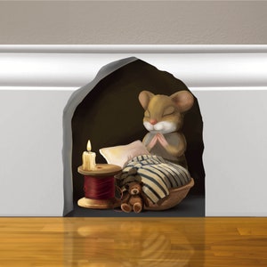 Maus-Lesebuch 3D-Maus-Aufkleber Maus-Wandaufkleber Buchliebhaber-Geschenk Kinderzimmer-Aufkleber süßer Mousehole-Aufkleber Maus-Wandaufkleber Bild 4