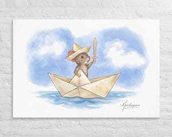 Mouse Captain Canvas Art: Whimsical Nursery Adventure Decor