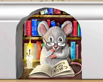 Library Mouse Wall Sticker: Reading Nook & Book Lover Decor