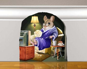 Mouse Hole Decal - Mousehole 3D Wall Sticker - Mouse Kids Room Sticker - Baseboard 3D Mouse wall Decal - Removable Kids Room Wall Decal -