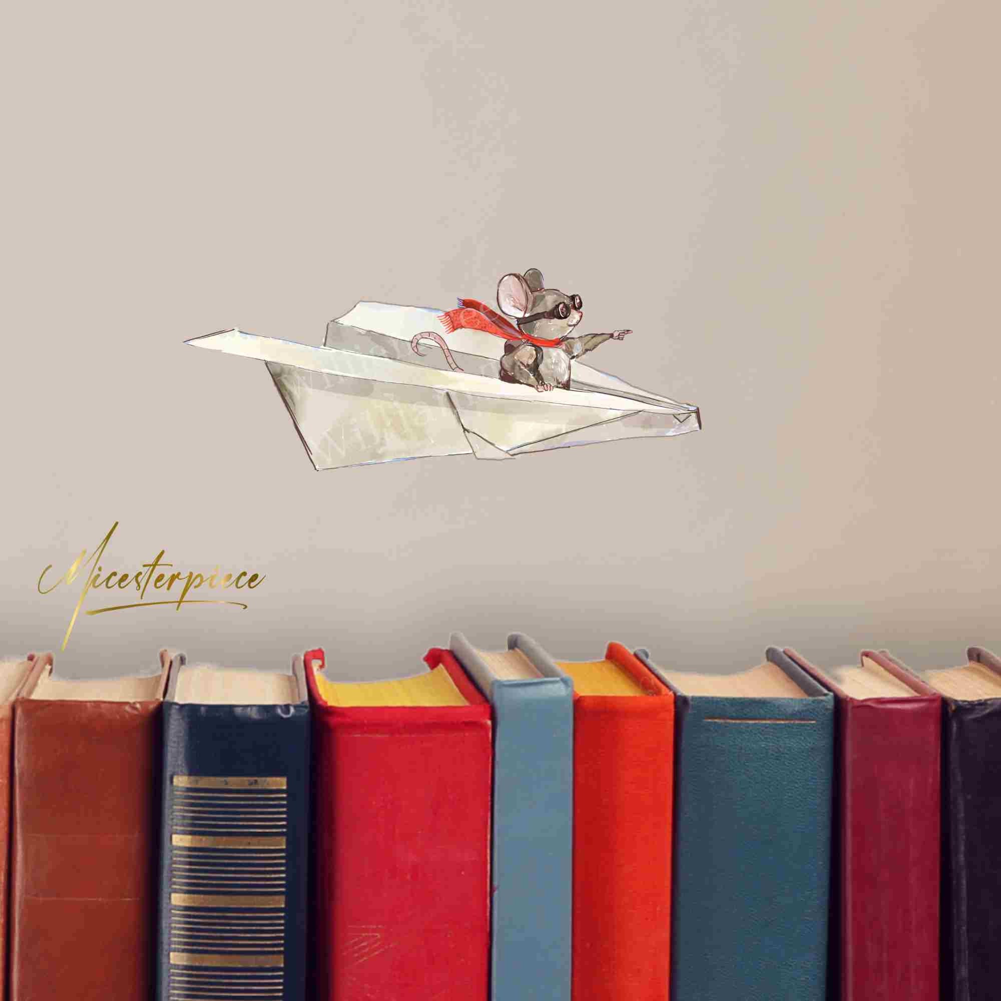 Mouse Flying Paper Plane Vinyl Decal: Funny Wall Sticker - Etsy