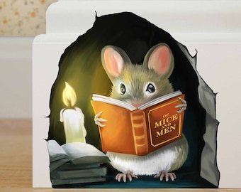 Reading Mouse Wall Decal: Book Lover, Library & Kids Room Decor
