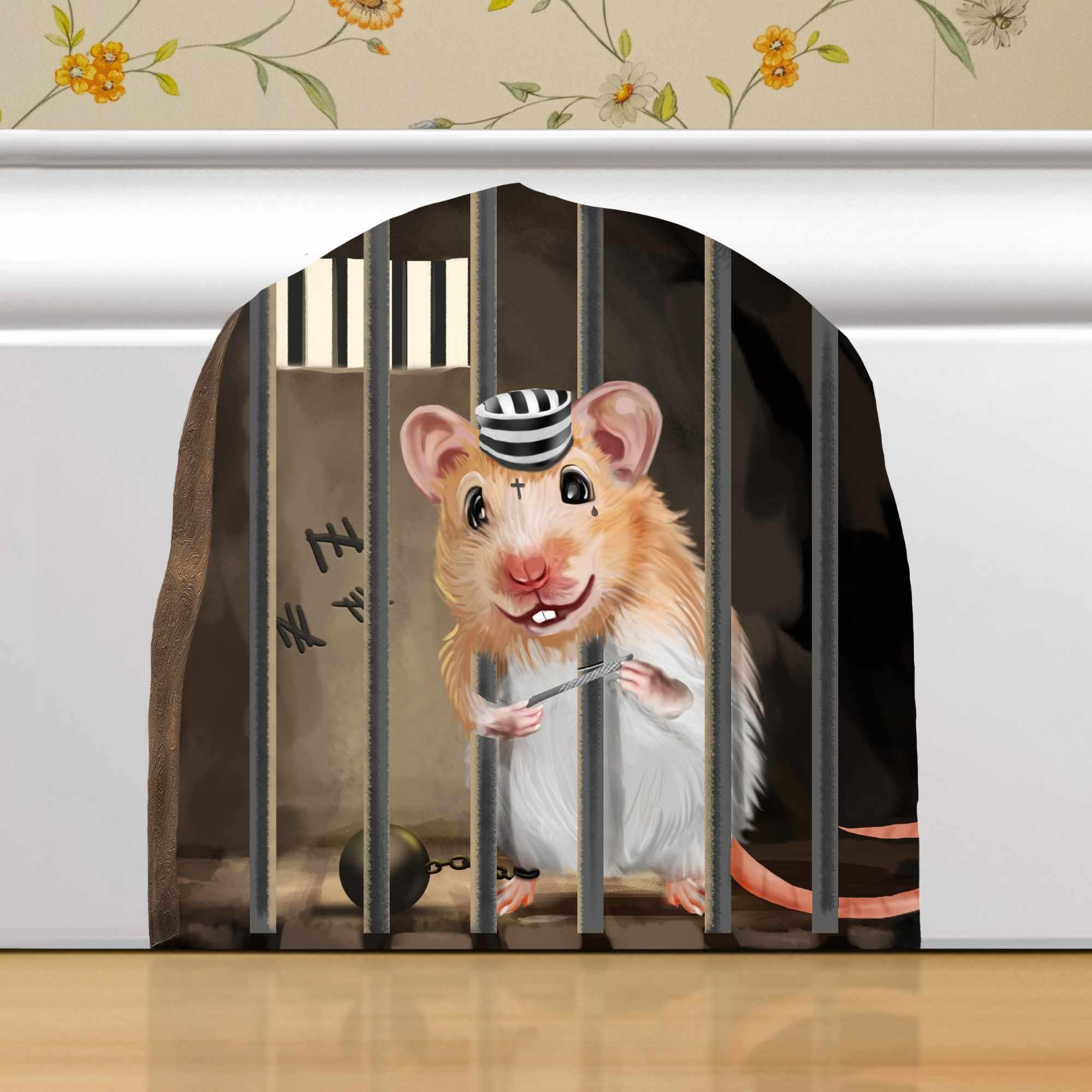 Wizard Mouse In Mouse Hole 3D Wall Decal – Peel-and-Stick Wall Sticker (5" X 5.5") - View #3