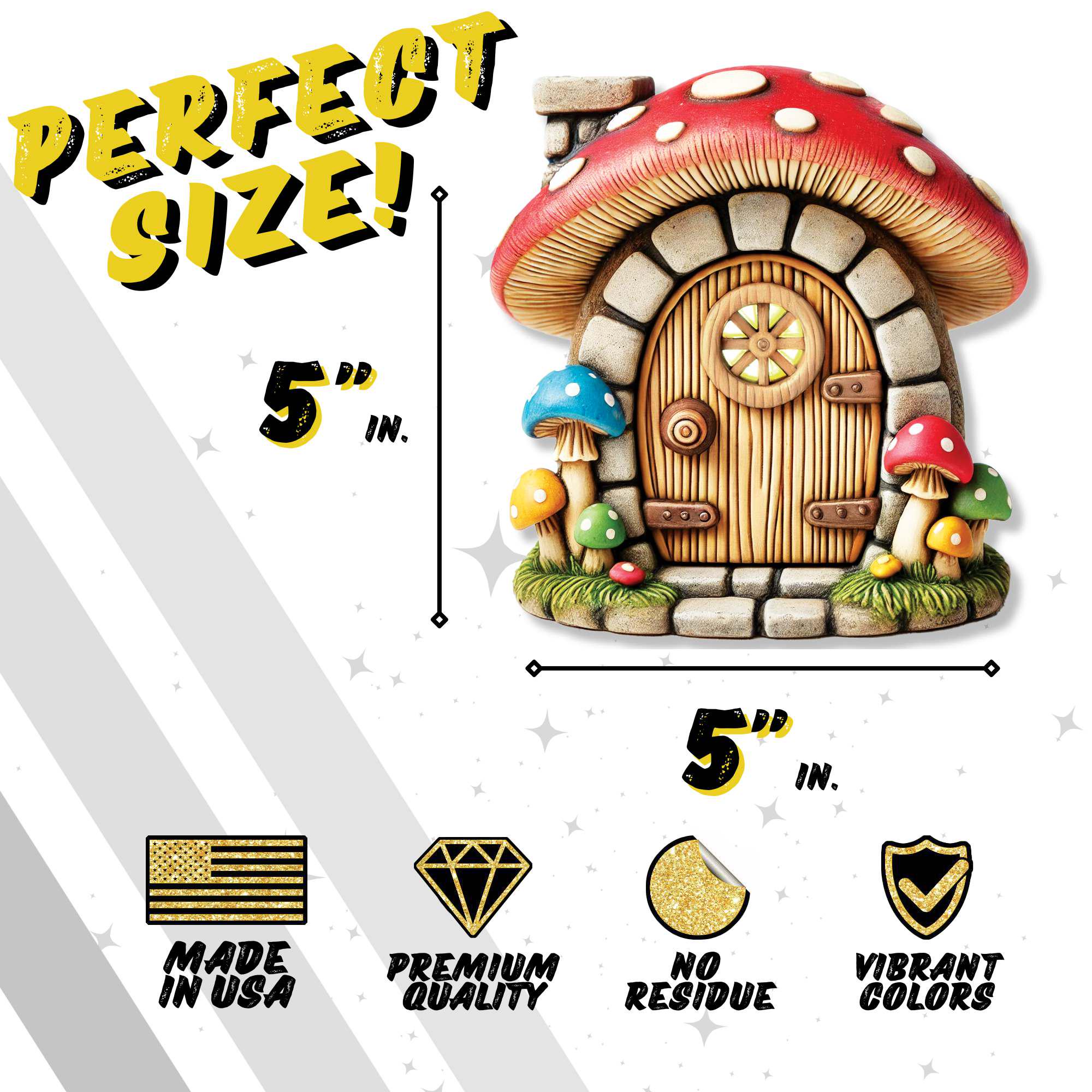 Mushroom Door Wall Sticker: 3D Fairy-tale Vinyl Decal (5x5 Inch) - Etsy
