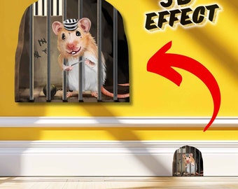Wizard Mouse In Mouse Hole 3D Wall Decal – Peel-and-Stick Wall Sticker (5" X 5.5") - View #5