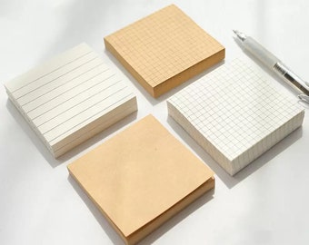 Lot de 4 blocs-notes autocollants minimalistes de 80 feuilles – Parfaits pour l'organisation, la planification et le Bullet Journal.