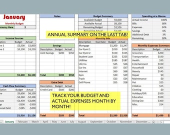 Excel Yearly Budget Track by Month