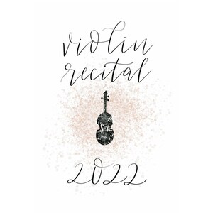 Custom Violin Recital Program: Digital Download; Music Recital; Modern Design; Printable Violin Recital Program; Violin Silhouette; Recital