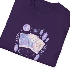 Bonita camiseta de tarot, camiseta mística, camiseta gráfica estilo bohemio para adivinos y amantes del ocultismo.