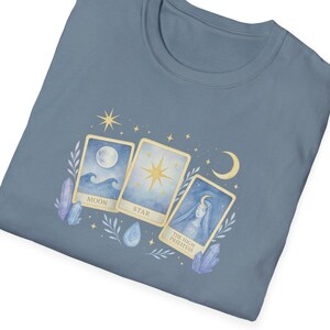 Camiseta unisex con cartas del tarot, top gráfico de adivina, ropa mística oculta, ropa de bruja, camiseta bohemia mística