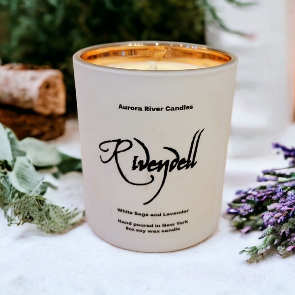 Rivendell, Lord of the Rings, Bookish candles, White sage and Lavender, lotr gift, nerdy decor, book candles