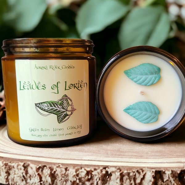 Leaves of Lorien, Lord of the Rings candle, lotr gift, bookish candles, literary candle, lotr decor