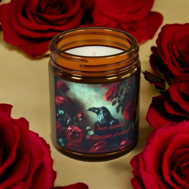 Edgar Allan Poe Inspired Gothic Candle for Spooky Literary Halloween