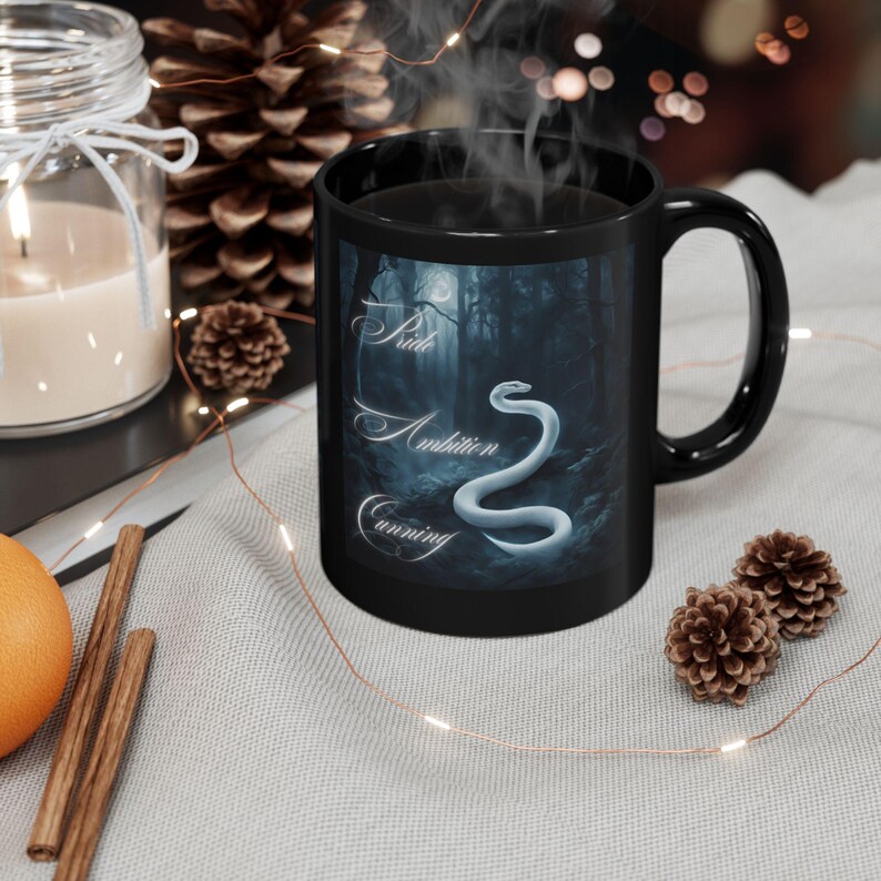 Book Themed Mug, Slytherin Inspired Black Mug Coffee Cup, Tea Mug