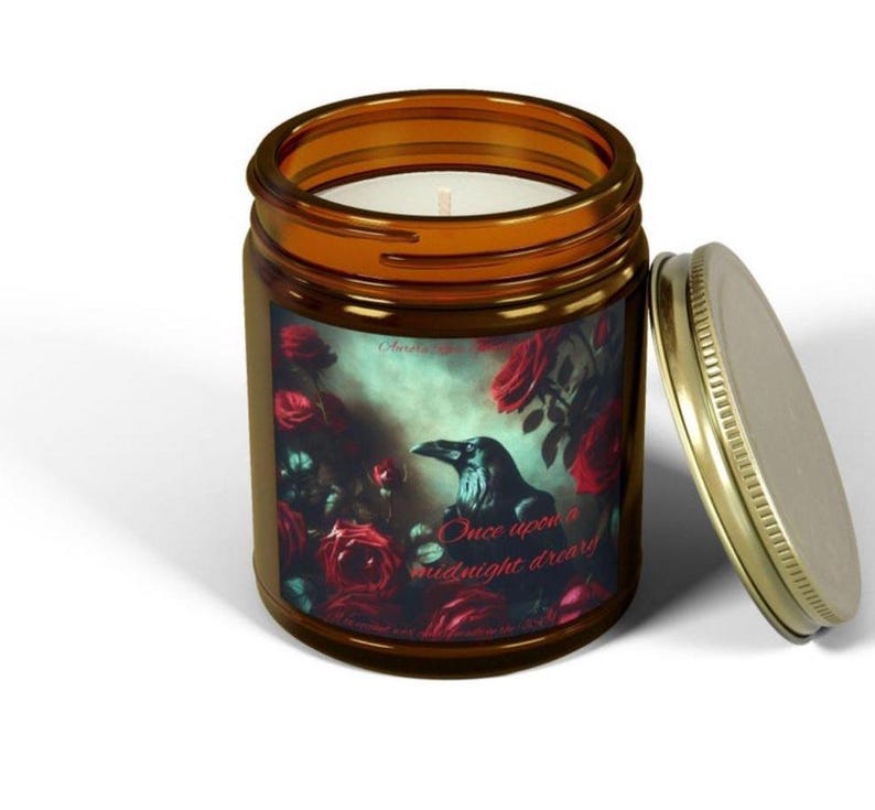Edgar Allan Poe Inspired Gothic Candle for Spooky Literary Halloween