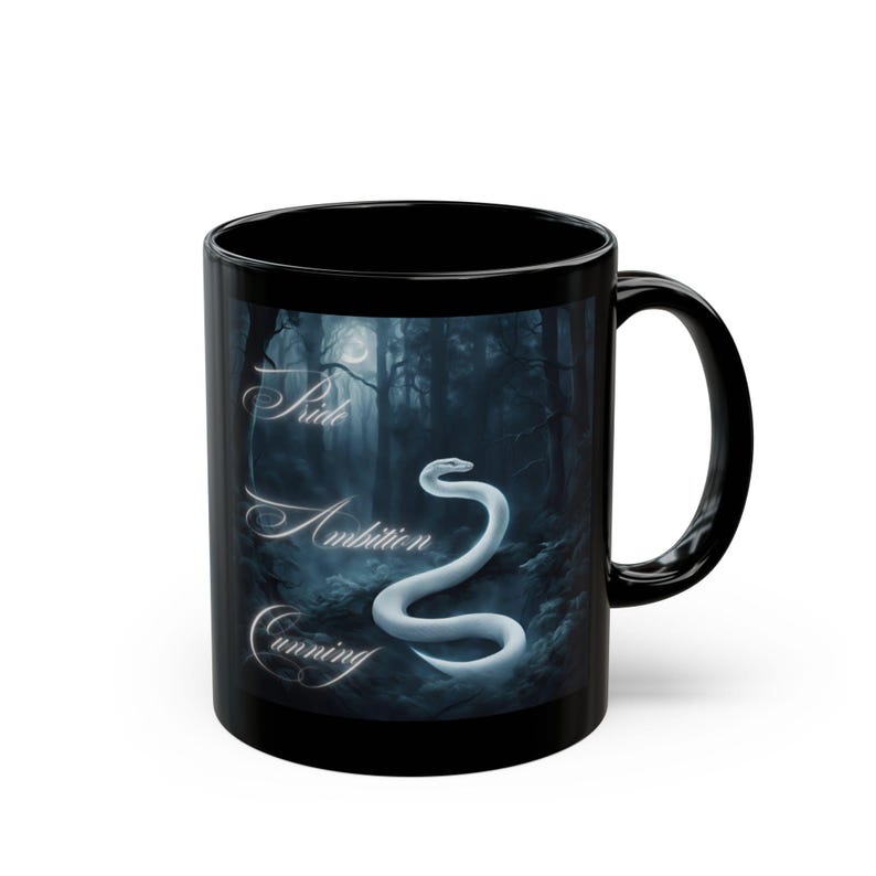 Book Themed Mug, Slytherin Inspired Black Mug Coffee Cup, Tea Mug
