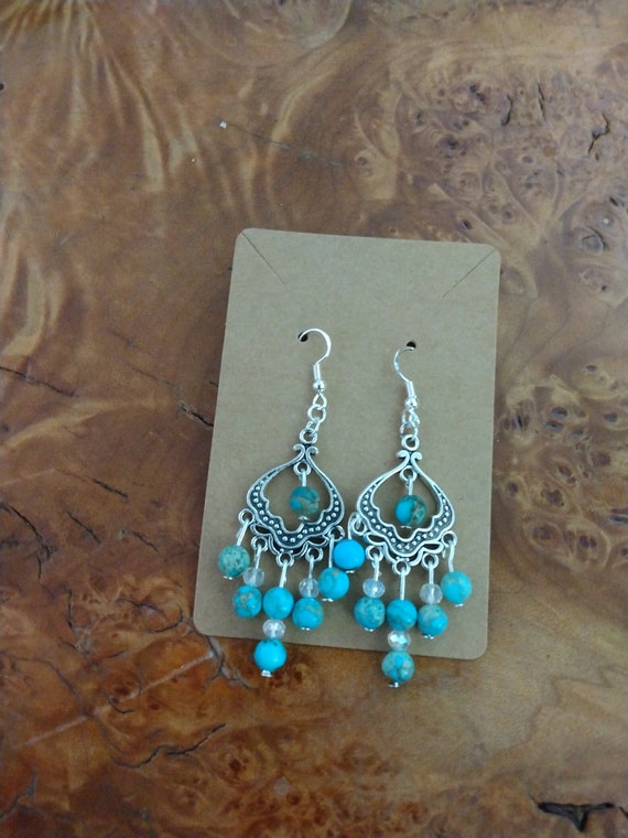 Jasper bead dangle earrings - image 1