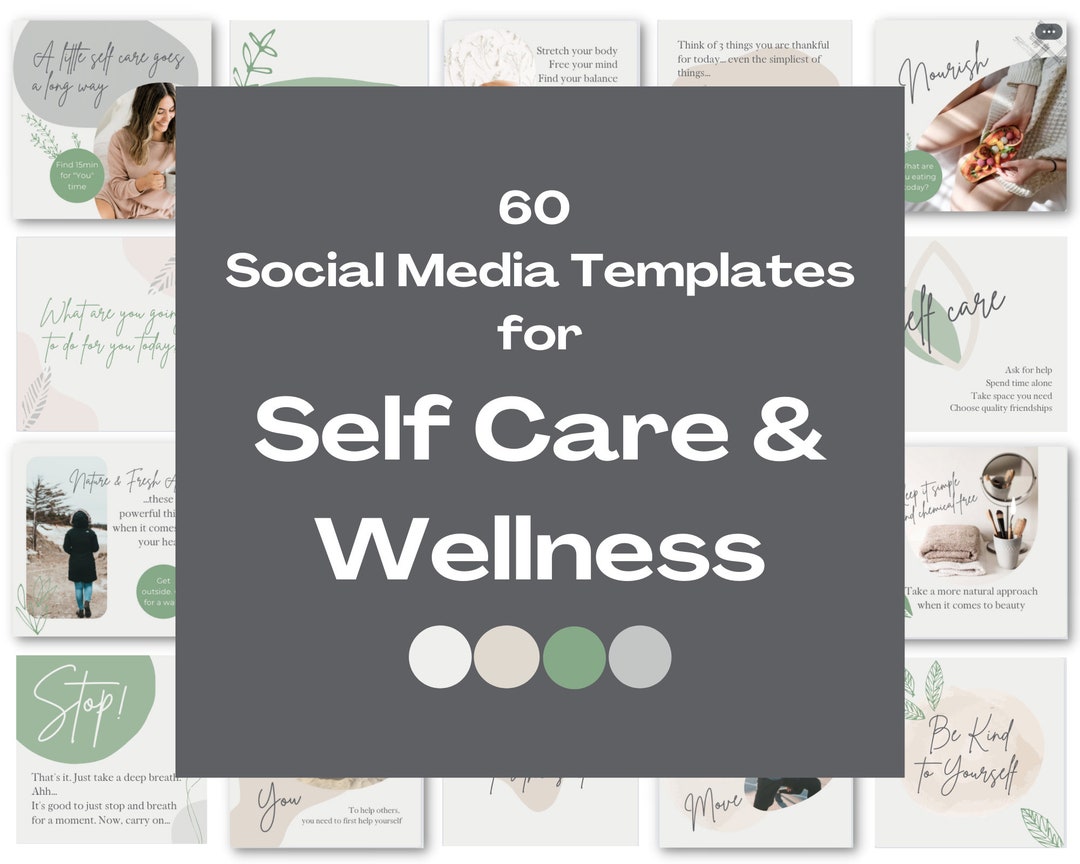 Self Care and Wellness Canva Social Media Templates for Instagram Posts ...