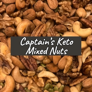 CAPTAIN&#39;S KETO Mix of Nuts and Seeds, Pecans, Cashews, Walnuts, Almonds, Pepitas, Pink Salt, Handcrafted, Small Batch Gourmet Food Gift