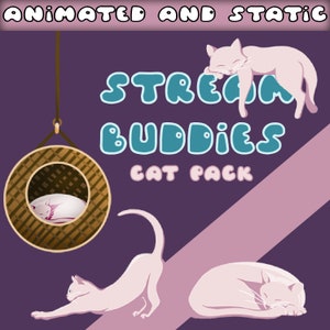 STREAM BUDDIES Pink Cat Pack - Adorable Animated Kittens To Spice Up Your Stream Overlay Or Digital Space