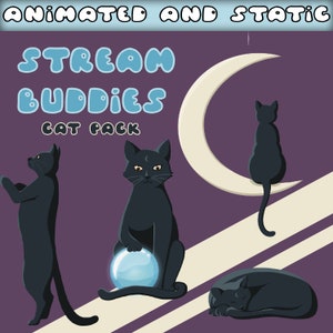 STREAM BUDDIES Black Cat Pack - Adorable Animated Kittens To Spice Up Your Stream Overlay Or Digital Space