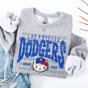 Kitty, Los Angeles, Baseball, Sweatshirt, Tshirt, Crewneck, Sports, Cat, Blue