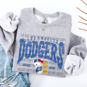 Kitty, Los Angeles, Honkbal, Sweatshirt, T-shirt, Ronde hals, Sport, Kat, Blauw