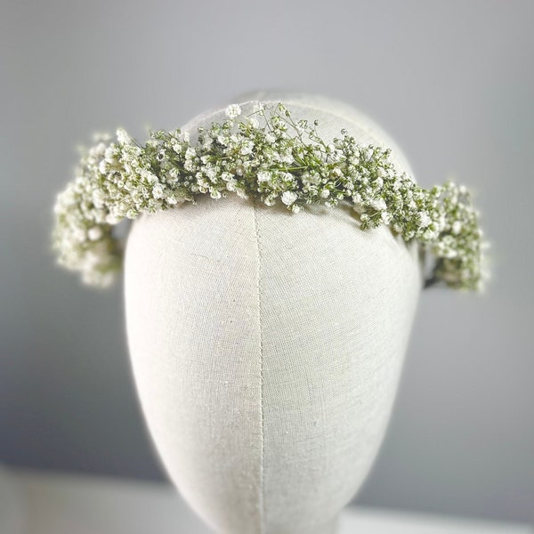 Dried Baby's Breath Floral Crown, Babies Breath Crown, Maternity Floral Crown, Bridal Floral Crown, Flower Girl Crown, Hippie Crown, Crown