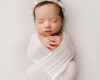 Newborn white and cream floral crown, Neutral baby's breath floral crown, Dried flowers crown,  Newborn photography, Baby floral crown