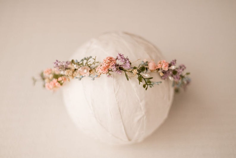 Pastel Floral Crown, Whimsical Flower Crown, Maternity Floral Crown, Bridal Floral Crown, Flower Girl Crown, Fairy Crown, Princess Crown image 1