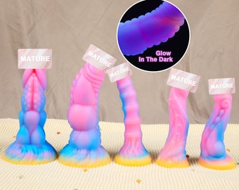 Fantasy Dildo, Glow In The Dark, Luminous Dildo, Dildoes for Women, Silicone Suckers Dildo, Anal Plug Toys, Men Women Gift, Mature