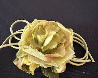 Vintage Sage Green Organza Millinery Flower Brooch Pin. Wayne Kleski collection