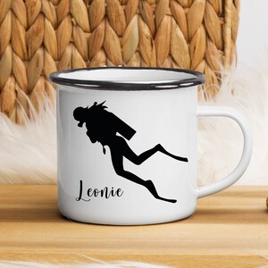 Regalo personalizado para esposa buceadora, taza esmaltada, impreso por ambos lados, ideas de regalos amorosos para buceadores