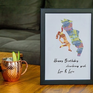 Personalisiertes Geldgeschenk Kletterin Boulder Frau zum Geburtstag, Glückwunschkarte für Boulderer, Kletterer, Geschenk für Reisende